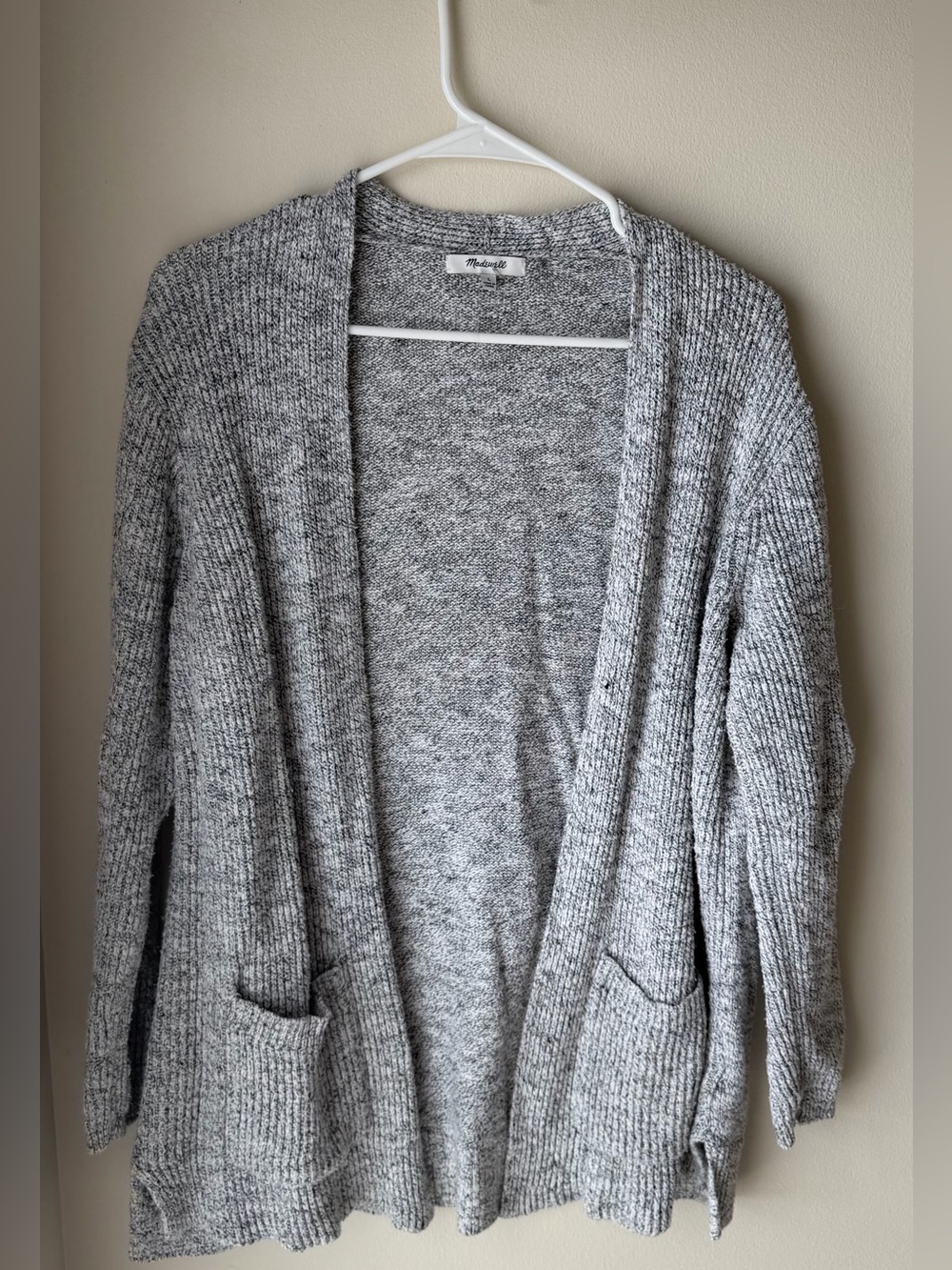 Madewell Heather Gray Open-Front Cozy Ribbed Cardigan